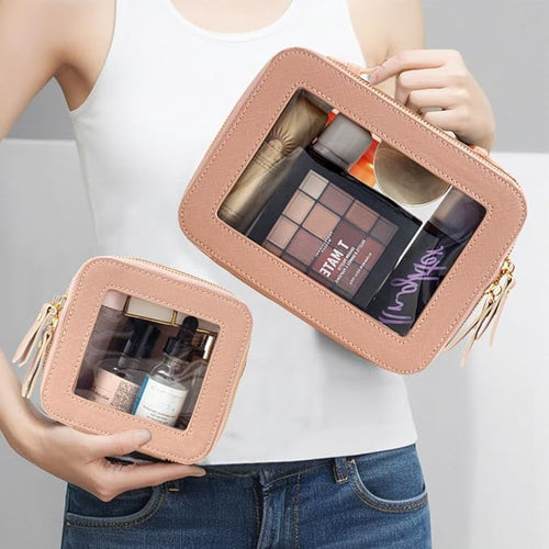 2 Pieces Clear Mahjong Bag, Travel Makeup Bag Large Cosmetic Bag with Zipper Small Clear Makeup Pouch for Purse Waterproof TSA Approved Toiletry Bag Case for Women Car Organizer Travel Essentials