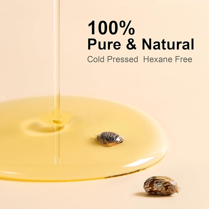 Yoken USDA EWG Castor Oil 4oz, Cold Pressed Hexane Free with Roller Bottle