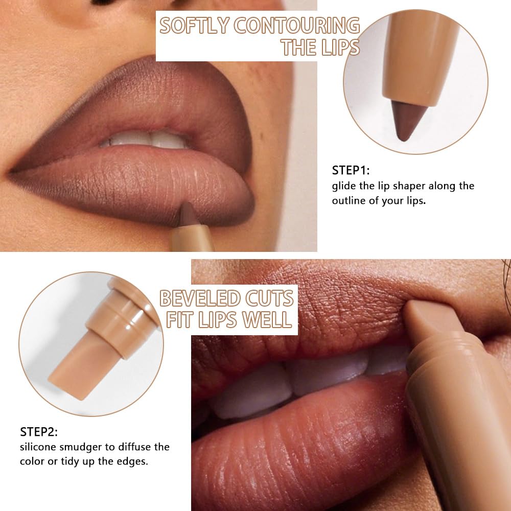 SUAKE Plump Matt Lipstick Lipliner Pencil Pack,Waterproof Crayon with Silicone Smudger for Define Contours & Sculpting Lip, Longwear Moisture Smooth Creamy Formula for Lip Makeup-02 Wine