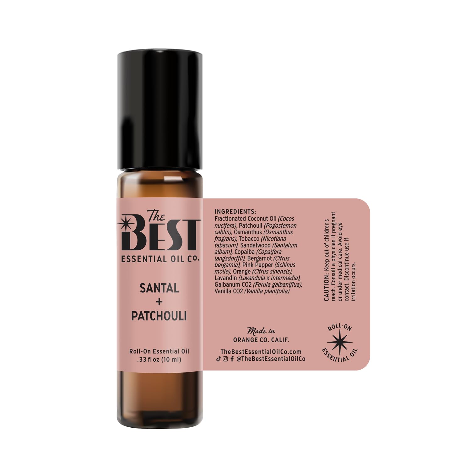 The Best Santal + Patchouli Essential Oil Roll-On Blend- Premium Grade- Pre-Diluted in Coconut Oil- Ready to Use- 10 ml (.33 fl oz)