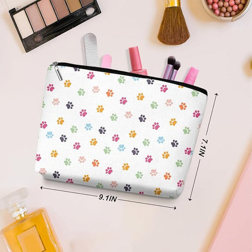 2 Pcs Colorful Dog Footprints Makeup Bag, Travel Makeup Case Cosmetic Bags