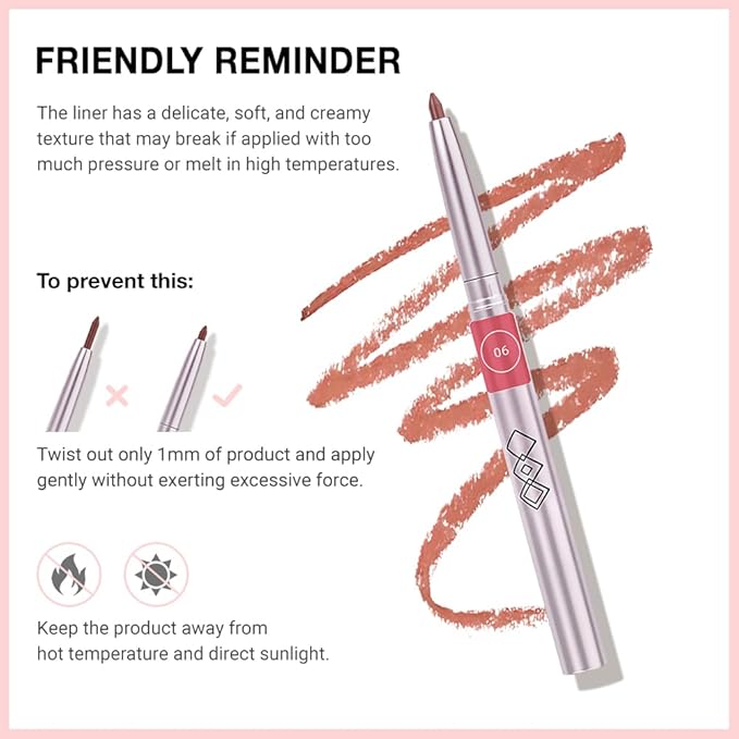 FeiCuiYun Retractable Lipliner Pencil Waterproof Makeup for Lip Liner and Eye Liner, Smooth and Creamy, Long Lasting Matte Finish, Vegan Beauty, Matte Velvet Pigmented Lip Liner (06#Peach Red, 1)