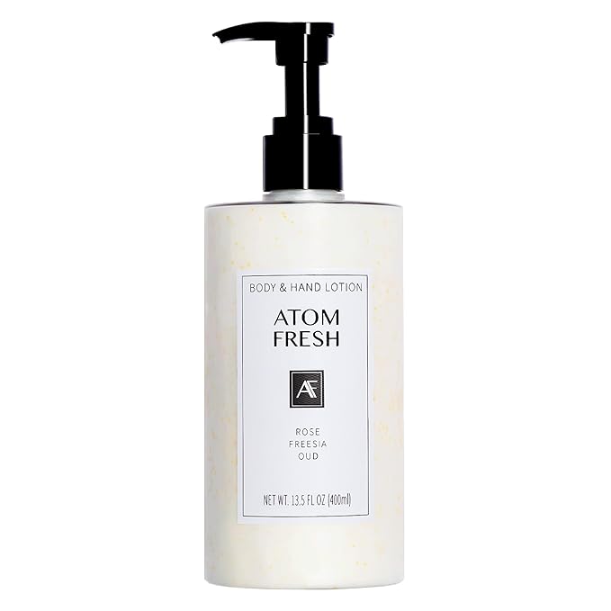 Atom Fresh Firming Body Lotion with 2% Niacinamide & Peptides, Fast-Absorbing Daily Moisturizer for Dry Skin, Ceramide Barrier Repair, Rose Freesia Oud, 13.5 fl oz