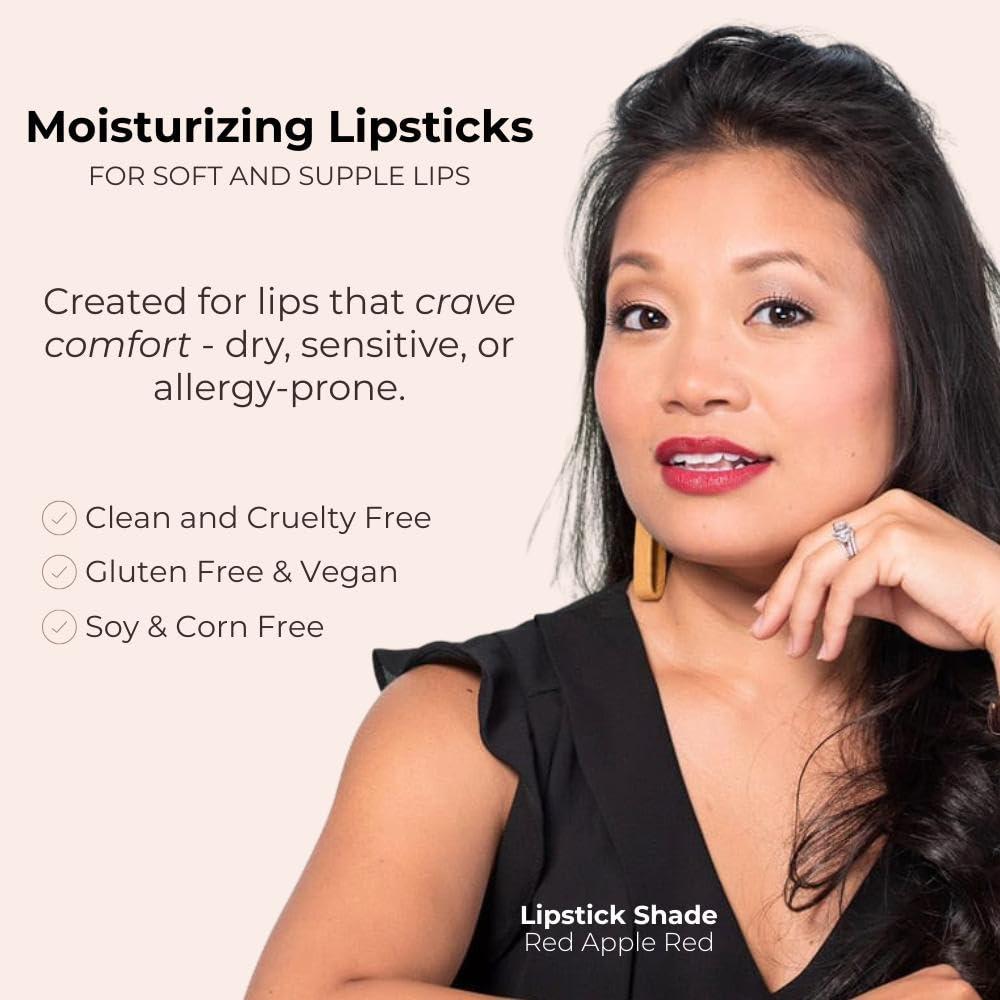 Red Apple Full Body Lipstick for Women - Vegan Gluten Free Organic Lipstick - Creamy Lip Color, Nourishing Lip Makeup w Vitamin E - WARM MEDIUM PINK SHADE - KISSIMMEE