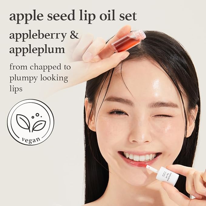 NOONI Korean Lip Oil Set - Appleberry & Appleplum - Plumping Tinted Gloss