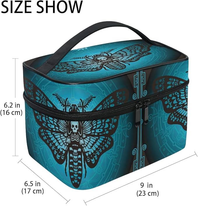 MNSRUU Makeup Bag, Skull Butterfly Travel Makeup Organizer Bag Cosmetic Cases Toiletry Bags for Girl Women Ladies