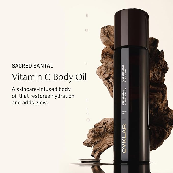 CYKLAR Vitamin C Body Oil for Women & Men, Sacred Santal Scented, 4.2 Fl Oz