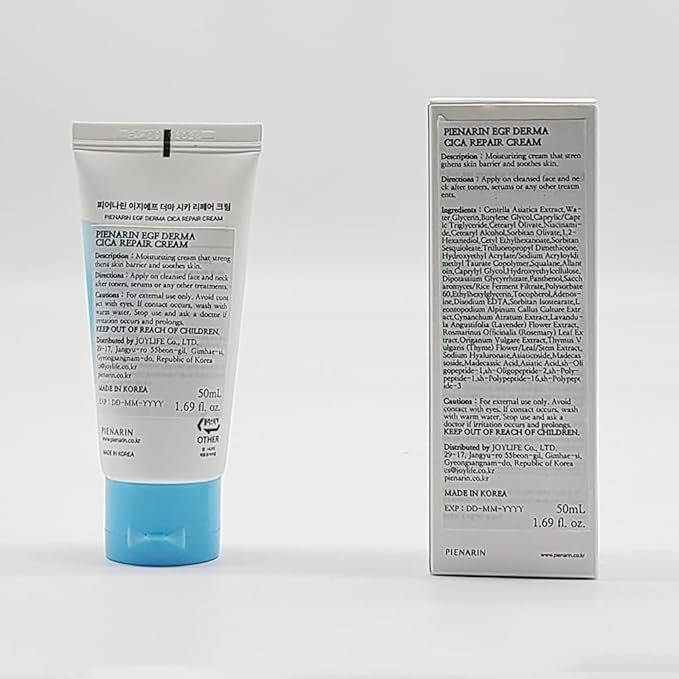 PIENARIN Korean EGF Derma Cica Repair Cream – Anti-Aging Facial Moisturizer for Damaged Barrier, Sensitive & Redness-Prone Skin | Daily Hydrating Face Lotion for Dry, Irritated Skin (1.69 fl. oz.)