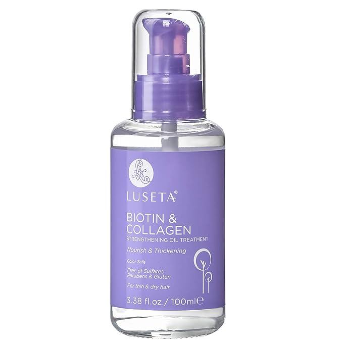 LUSETA L Biotin & Collagen Hair Oil Serum for Thin Hair, 3.38 fl oz