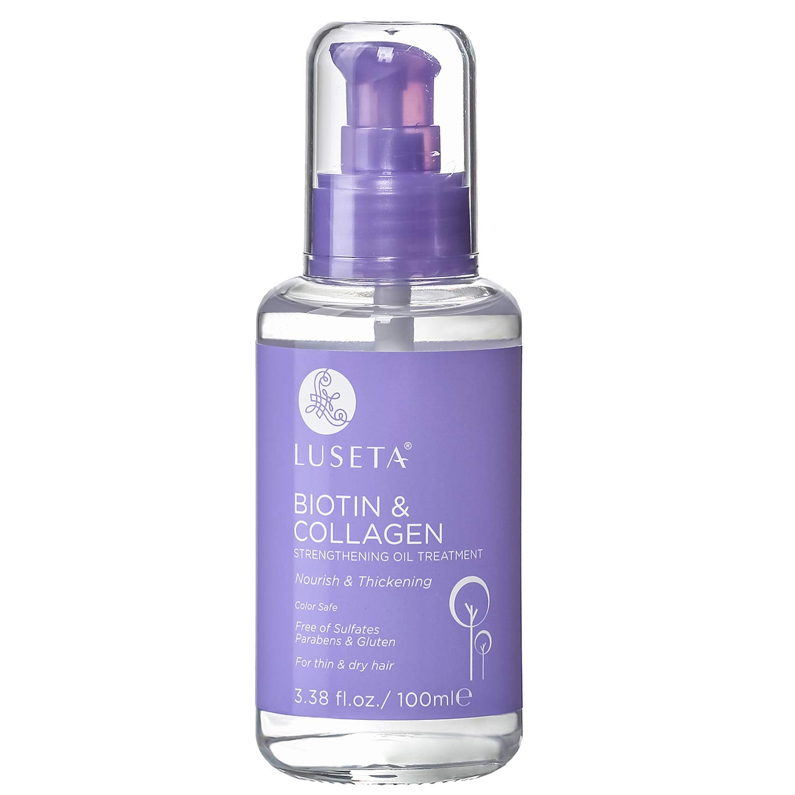 LUSETA L Biotin & Collagen Hair Oil Serum for Thin Hair, 3.38 fl oz