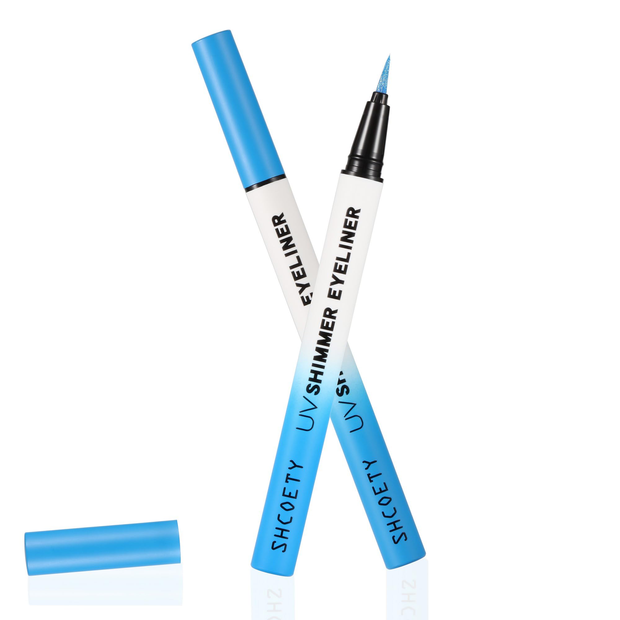 Wismee Metallic Neon Liquid Eyeliner, Glitter Neon Colored Eyeliners Pen, High Pigmented, Waterproof Smudge-Proof and Long-Lasting Metallic Eye Makeup for Halloween Christmas,Shimmer Blue