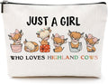 CQM Highland Cow Gifts Funny Highland Cow Makeup Bag Cow Print Stuff Western Gifts Western Accessories Cosmetic Bag Toiletry Bag Zipper Pouch for Women Girls Female Sister Daughter Friend Birthday