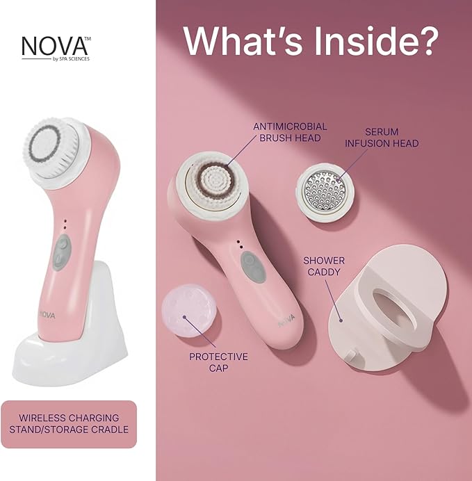 Spa Sciences NOVA - Sonic Cleansing Face Brush & Infusion System - Pink