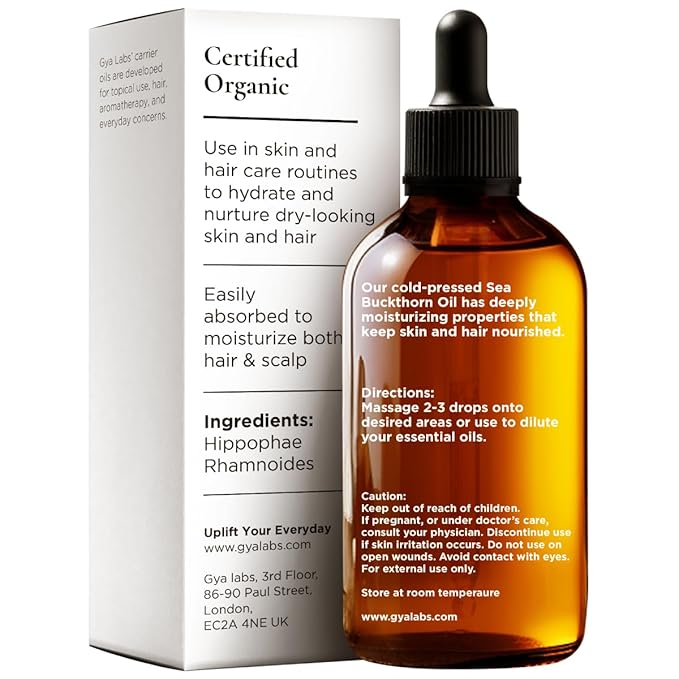 Gya Labs Sea Buckthorn Oil - 1.7 Fl Oz - Carrier Oil for Hair, Skin, Face, Scalp & Body Massage
