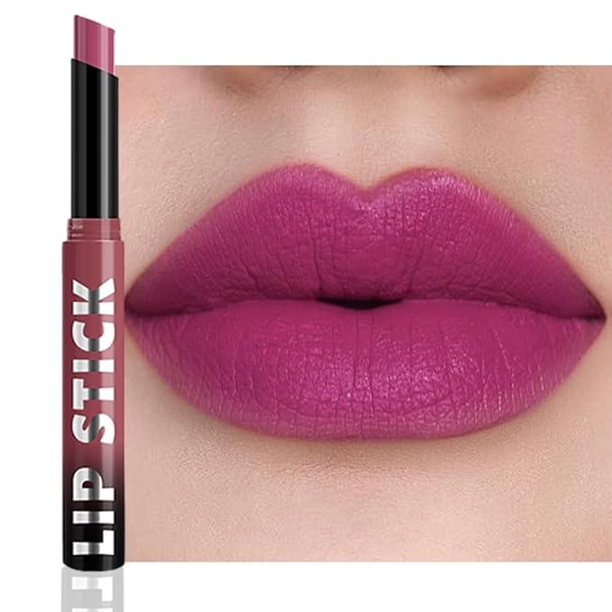 IATMOMOD Purple Matte Lipstick for Women, Long Lasting Waterproof Transfer-Proof Vegan Lip Bar, 24H Moisturizing Smudge-Proof All-Day Lip Color for Daily & Party M03#