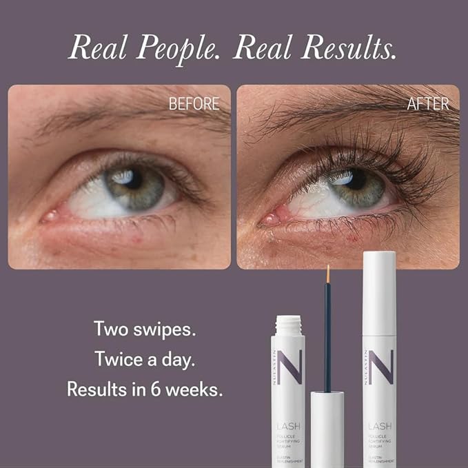 NULASTIN Follicle Fortifying Lash Serum - Clinically Tested Eyelash Enhancing Serum - Nourishes & Repairs to Promote Longer-Looking Lashes - Enriched with Hair-Strengthening Ingredients (0.1 Fl Oz)