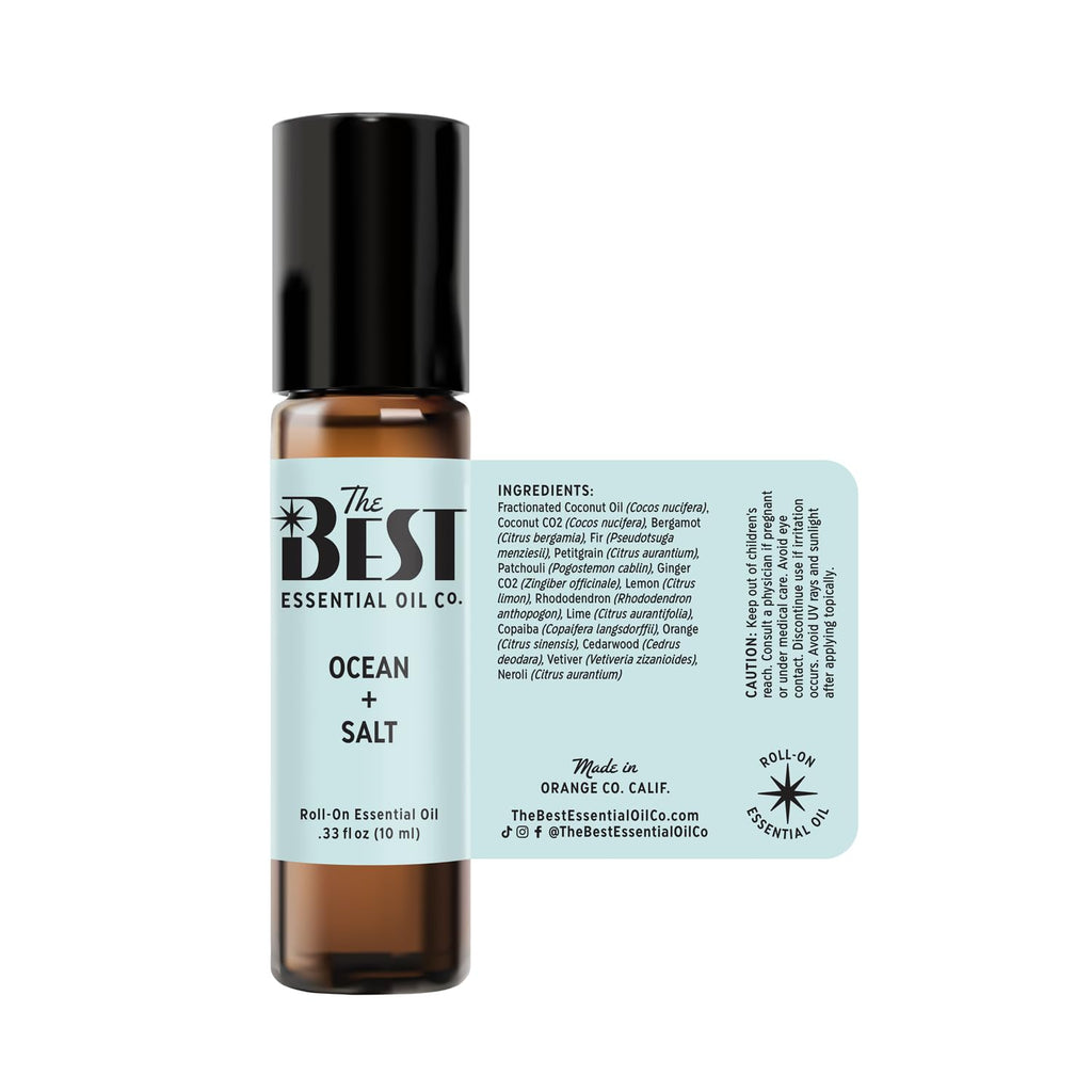 The Best Ocean + Salt Essential Oil Roll-On Blend- Premium Grade- Pre-Diluted in Coconut Oil- Ready to Use- 10 ml (.33 fl oz)