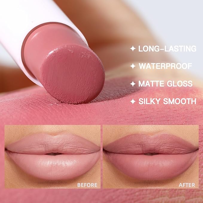 USHAS 2 in 1 Waterproof Lipstick and Lip Liner Combo Set - Long Lasting Matte Lipstick Pen with Lip Liner Set Makeup Kits (S9, Pack of 1)