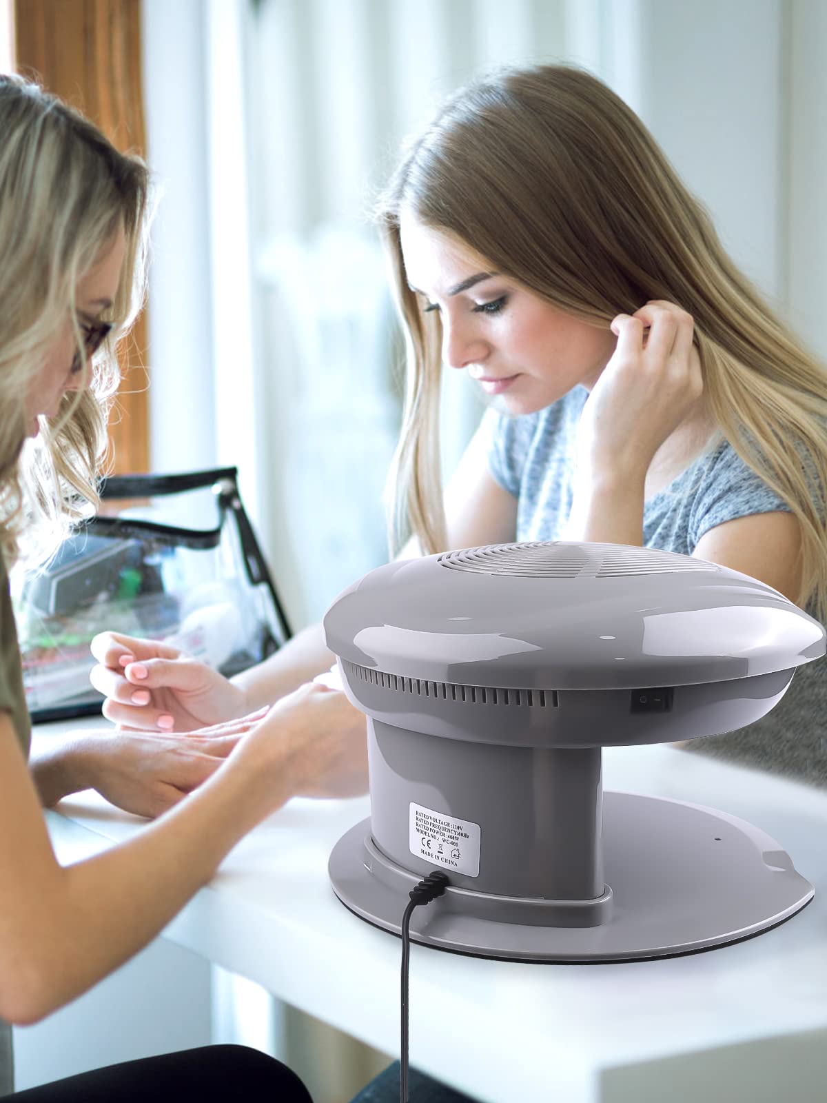 Kalolary Nail Lamp, 400W Air Nail Dryer Nail Fan Hair Dryer for Hands and Feet Nail Polish Automatic Sensor Warm Cool Breeze Use at Home and Salon (Grey)