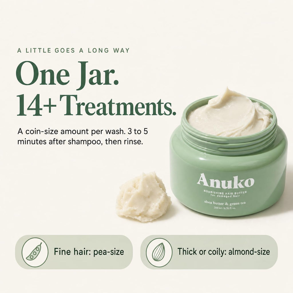 Anuko Hair Butter, Korean Hair Mask for Dry, Damaged Hair, 6.76 oz