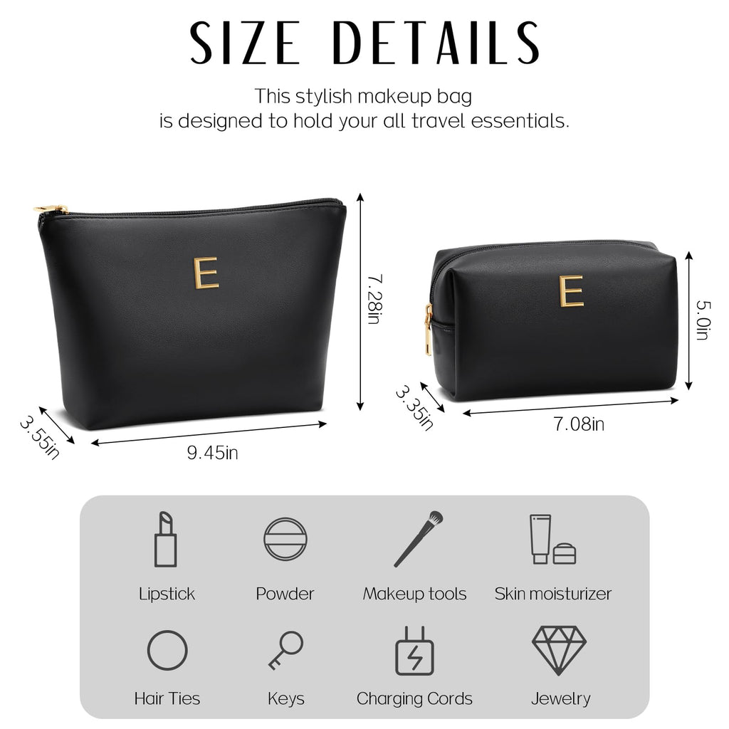 CLOUDWINGS Gifts for Women Girls Personalized Initial Travel Makeup Bag