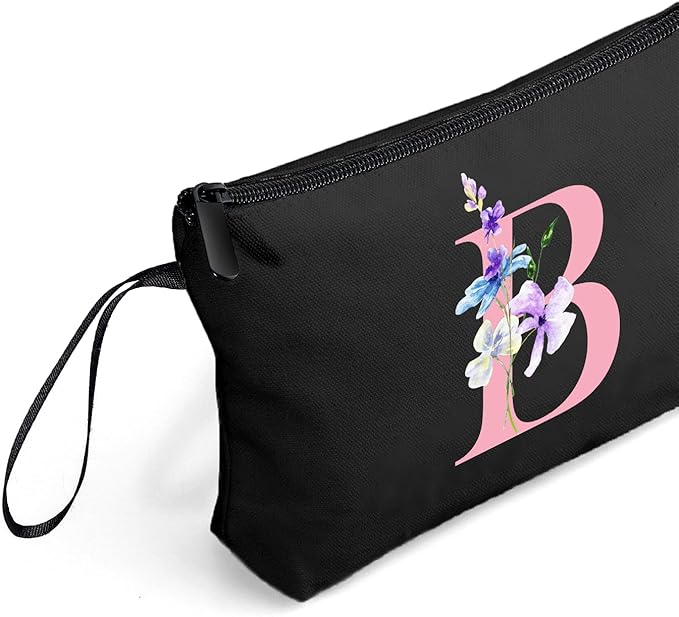 A-Z Personalized Maid Of Honor Gifts, Initial Makeup Bag with Mirror, B