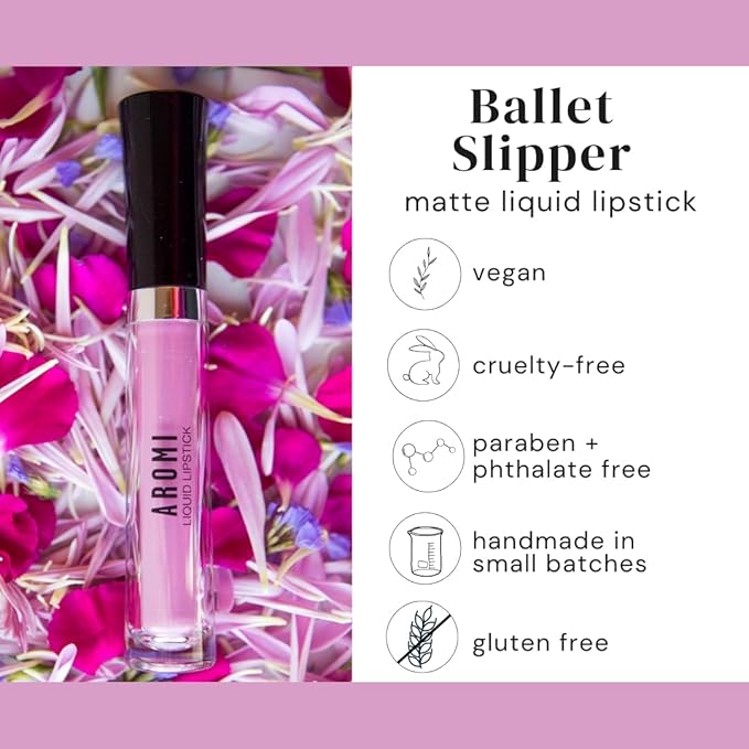 Aromi Light Pink Matte Liquid Lipstick, Blue Undertones (Ballet Slipper)