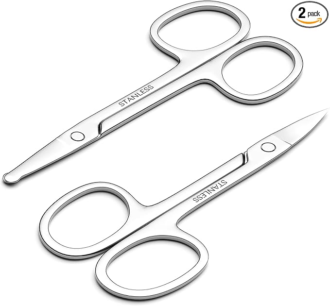 Ptiysta Safety Tip Grooming Scissors, Curved & Rounded, 2 Pack