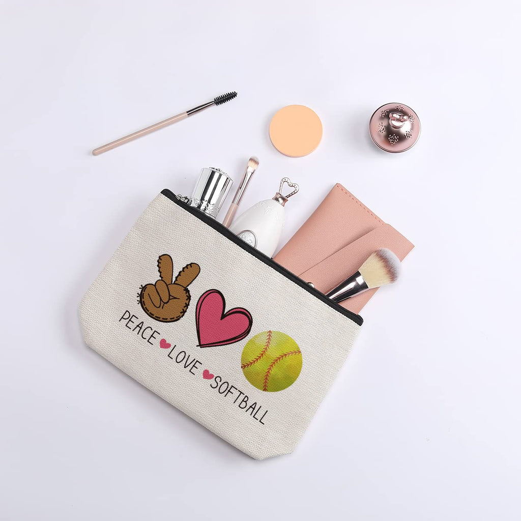 kdxpbpz Softball Gifts Makeup Bag Inspirational Gifts for Women Her Softball Lovers Mom Grandma Sister Birthday Gifts for Female Coworker Friend BFF Besties