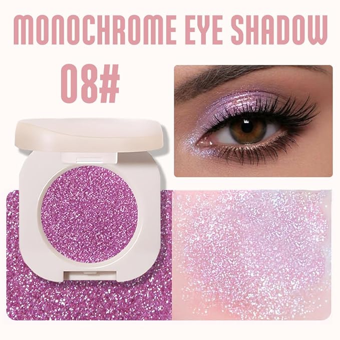 CAKAILA Single Purple Shimmer Sparkly Eyeshadow,Bright Intense Monochrome Eye Shadow,Apply Makeup Easily,Matte Pressed Powder Single Eyeshadow,24 Hour Eye Makeup Longwear Waterproof