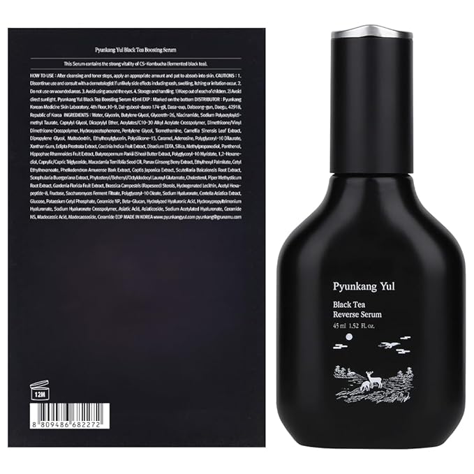 Pyunkang Yul PKY Black Tea Boosting Serum, Condensed Nutrition for Fine Line Care with Kombucha, Ginseng Fruit Extract, Zero-Irritation, Korean Skincare (1.52 Fl. Oz, 45ml)