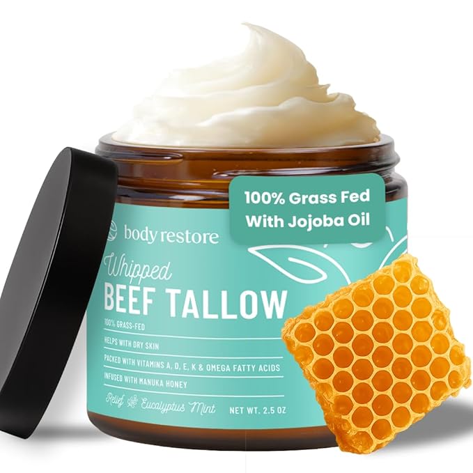 Body Restore Whipped Beef Tallow Balm – Fathers Day Gift for Dad from Daughter Son Wife, Grass Fed Face & Body Moisturizer, Birthday Gifts for Men, Self Care Spa Gifts – Eucalyptus