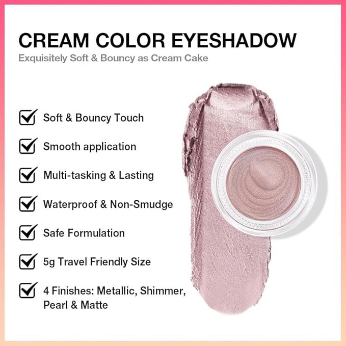 FeiCuiYun Cream Glitter Light Champagne Shimmer Metallic Eyeshadow Palette Makeup For Mature Women, Mini Instant Holographic Eyeshadow, Sombras Crema Para Ojos, Talc, Paraben & Cruelty Free, 730