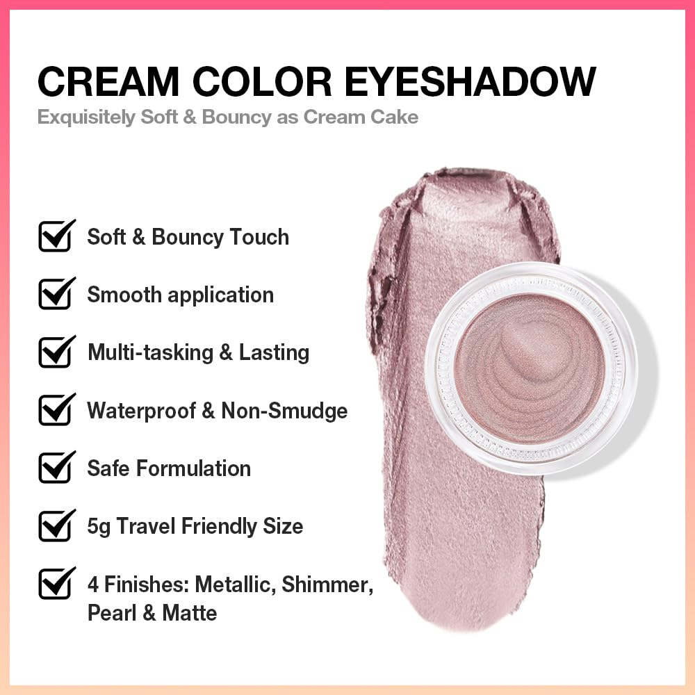 FeiCuiYun Cream Glitter Light Champagne Shimmer Metallic Eyeshadow Palette Makeup For Mature Women, Mini Instant Holographic Eyeshadow, Sombras Crema Para Ojos, Talc, Paraben & Cruelty Free, 730