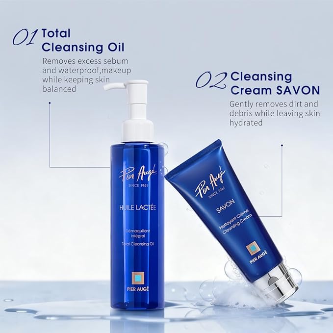 Pier Augé Cleansing Oil for Face, Makeup Remover Oil & Facial Oil Cleanser, Dissolves Waterproof Makeup, Sunscreen & Impurities, Deep Oil Cleanser for All Skin Types, 6.7 Fl Oz