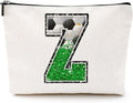 CQM Soccer Gifts Initial Makeup Bag Soccer Girl Gifts Cosmetic Bag Letter Z