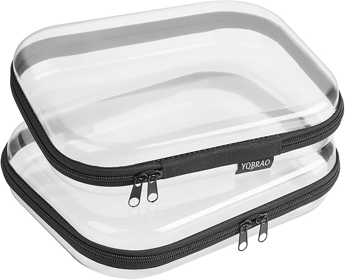 YQBRAO Clear Hard Shell Organizer Set, 2-Pack, Black