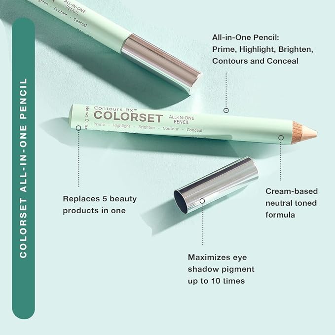 Contours Rx All-In-One Colorset Pencil - Neutral Tone Eye Primer, Brightener, Concealer, Contour Stick - Gluten Free, Vegan & Hydrating Creamy Formula - Long-Wear Performance For Under Eye & Face