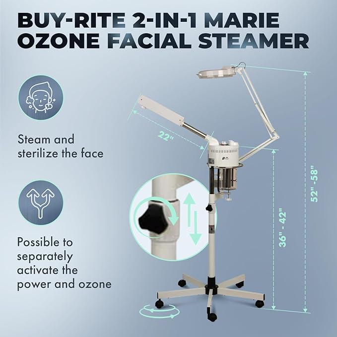 Buy-Rite Marie Ozone Facial Steamer with 5D Magnifying Lamp