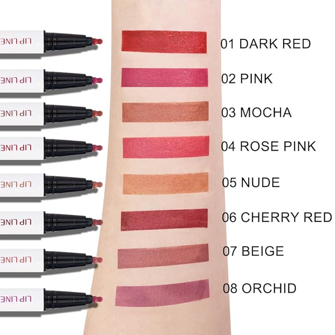 Kaely 2Pcs Rose Pink Longwear Liquid Lip Liner Waterproof, 24 Hour Long Lasting Lip Liner Stain Marker Pen, 2-in-1 Matte Semi Permanent Lipliner & Lipstick, Vegan & Cruelty-Free, 02+04