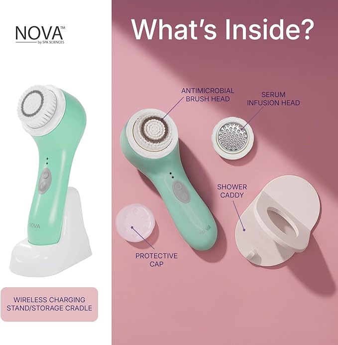 Spa Sciences NOVA - Sonic Cleansing Face Brush & Infusion System - Mint