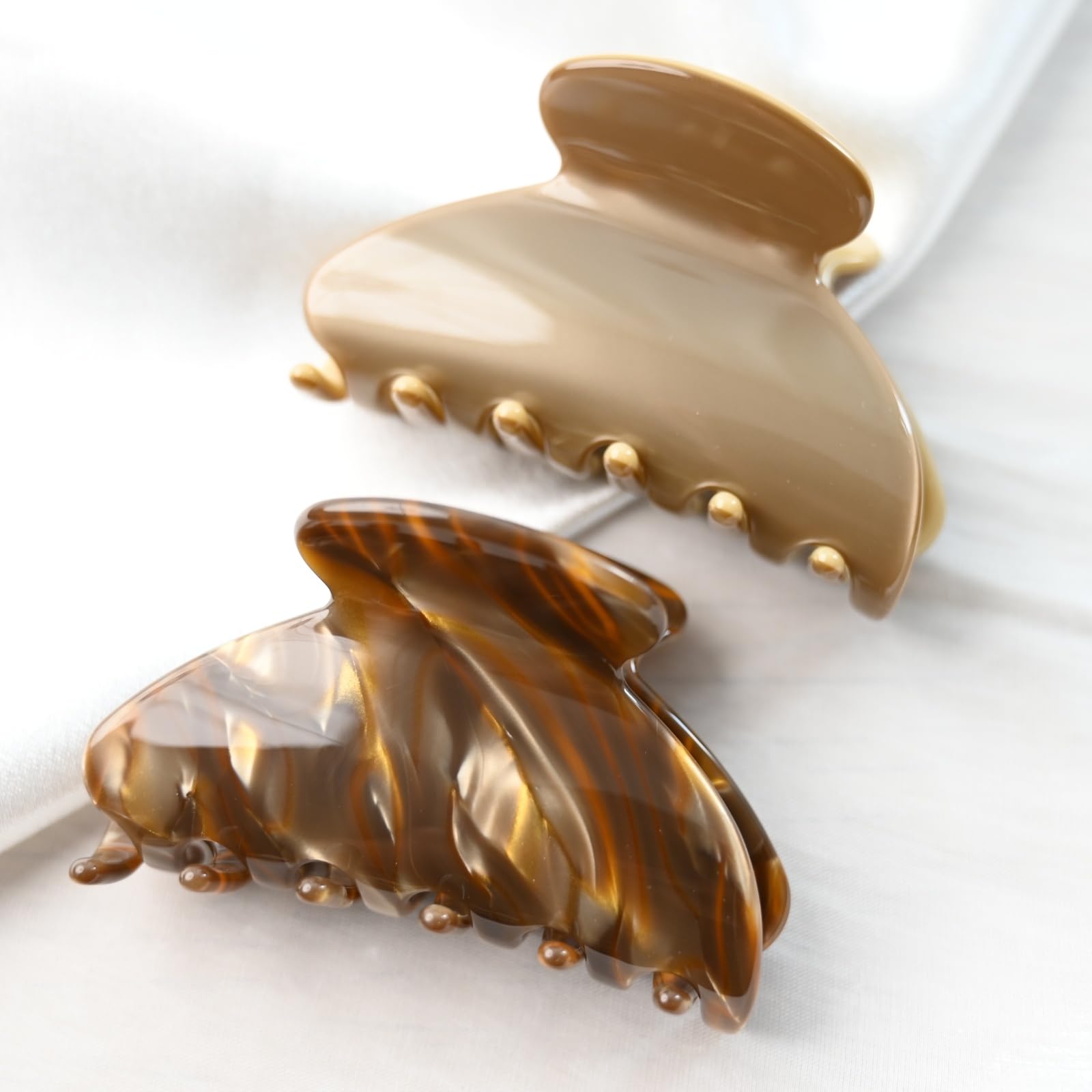 Prettyou Handmade Celluloid Acetate French Design Barrettes Tortoise Shell Claws Hair Claw Luxury Fashion Accessories Hair Clip for Women (bonzegold color)