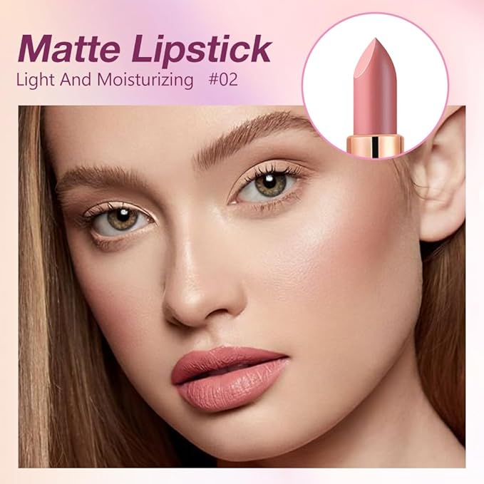 evpct Orange Nude Pink Matte Creamy Lipstick for Women, Long Lasting Waterproof Velvet Lipstick, Lip Stick Crayon Buildable Blendable Creamy Color, Longwear Lip Makeup Cruelty-free 24 hours original