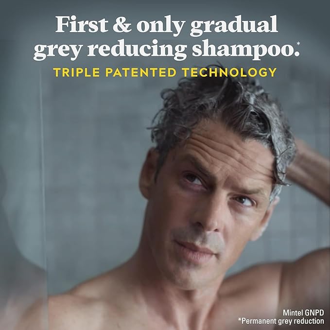 SHAMPOO Just for Men Control GX Grey Reducing for Lighter Shades of Hair, Blonde to Medium Brown, Gradual Hair Color with Keratin, 4 Fl Oz - Pack of 1 (Packaging May Vary)