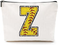 Softball Gifts Initial Z Makeup Bag Softball Gifts for Team Cosmetic Bag