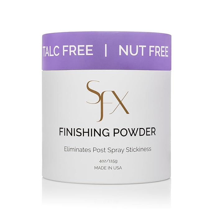 SunFX Setting Powder - Post Spray Tan Finishing Veil, Sunless Tanning Dusting Powder, Translucent Shimmer, Talcless Body Glow For Self Tanner, Spray Tan Powder - Lavender Haze, 4 Ounce (Pack of 1)