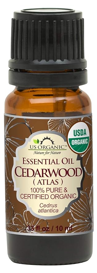 US Organic 100% Pure Cedarwood Essential Oil (Atlas) - USDA Certified Organic, Steam Distilled (More Size Variations Available) (10 ml /.33 fl oz)