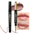HHLTOH 2-in-1 Brown Lip Liner & Lipstick Set Kit for Women, Metallic Lips Kit with Lip Liner Lip Stains Long Lasting Waterproof 24 Hour Lipstick and Lip Liners Combo Lipliners Pencil Set 18