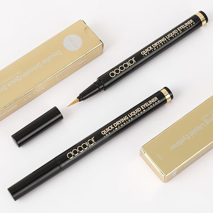 docolor Gold Liquid Eyeliner Waterproof – Long-Lasting Shimmer Gold Eye Liner Pen with Precision Brush Tip, Smudge-Proof & Fade-Resistant Eye Makeup Tool