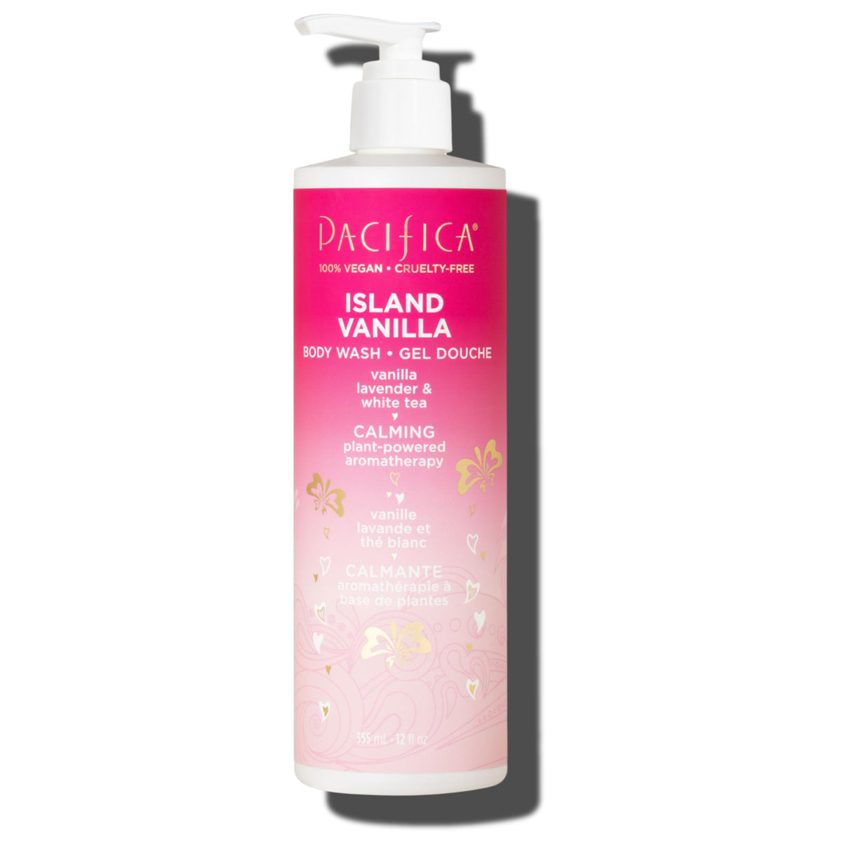 Pacifica Island Vanilla Body Wash Aloe + Hyaluronic Acid, Daily Cleansing, Bath & Shower Gel, Essential Oils, Clean, Vegan + Cruelty & Paraben Free, Clean Beauty Vegan Dermatologist Tested, 12 Fl Oz